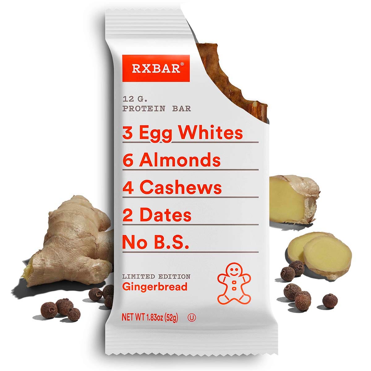 GINGERBREAD and APRICOTS RXBAR packaging