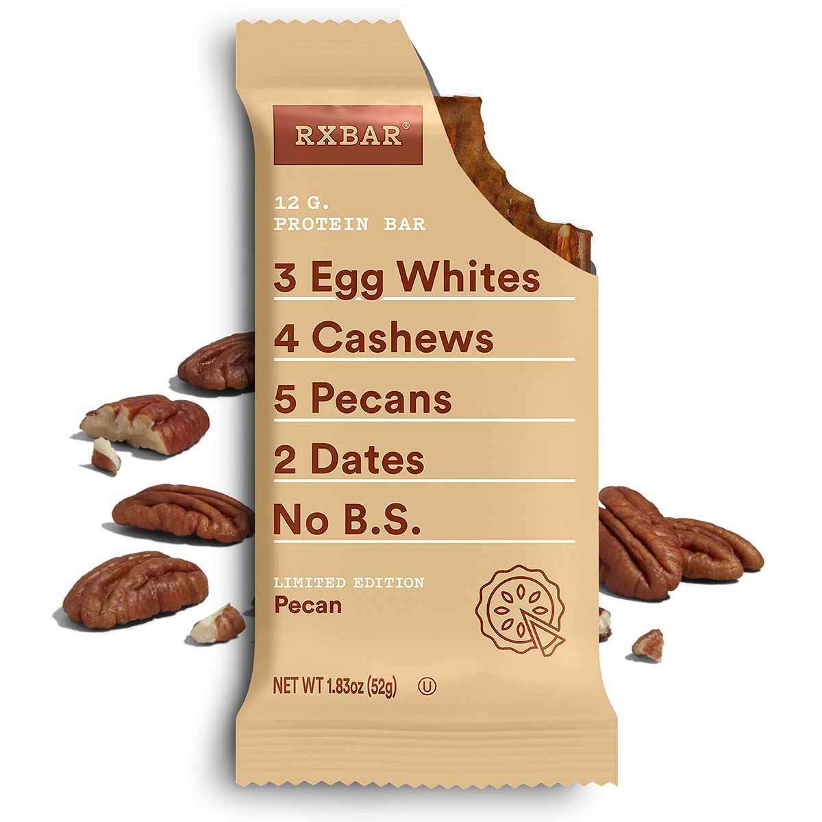PECAN and  CANDIED PECANS RXBAR packaging